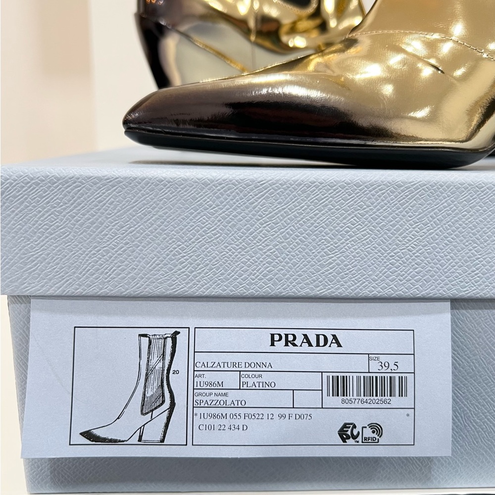 PRADA Metallic Leather Mid-Calf Boots EU:39.5 - Picture 6 of 11